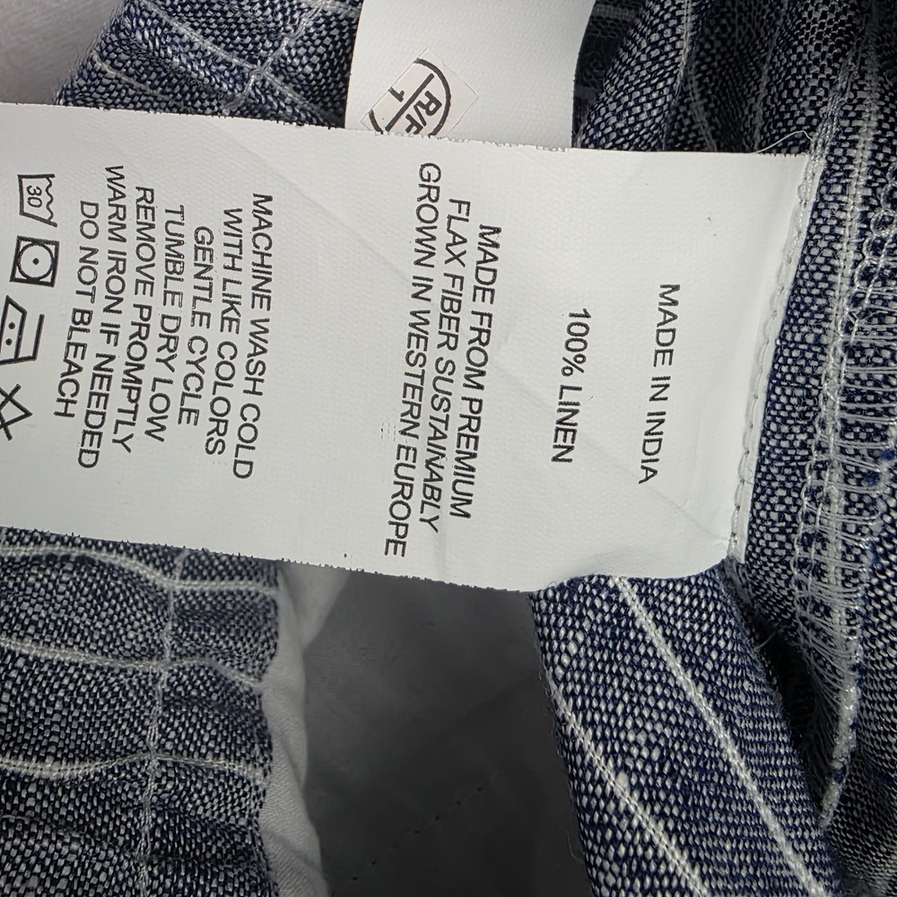 Quince Women's 100% European Linen Shorts Medium M Blue Chambray Stripe New - Picture 5 of 10